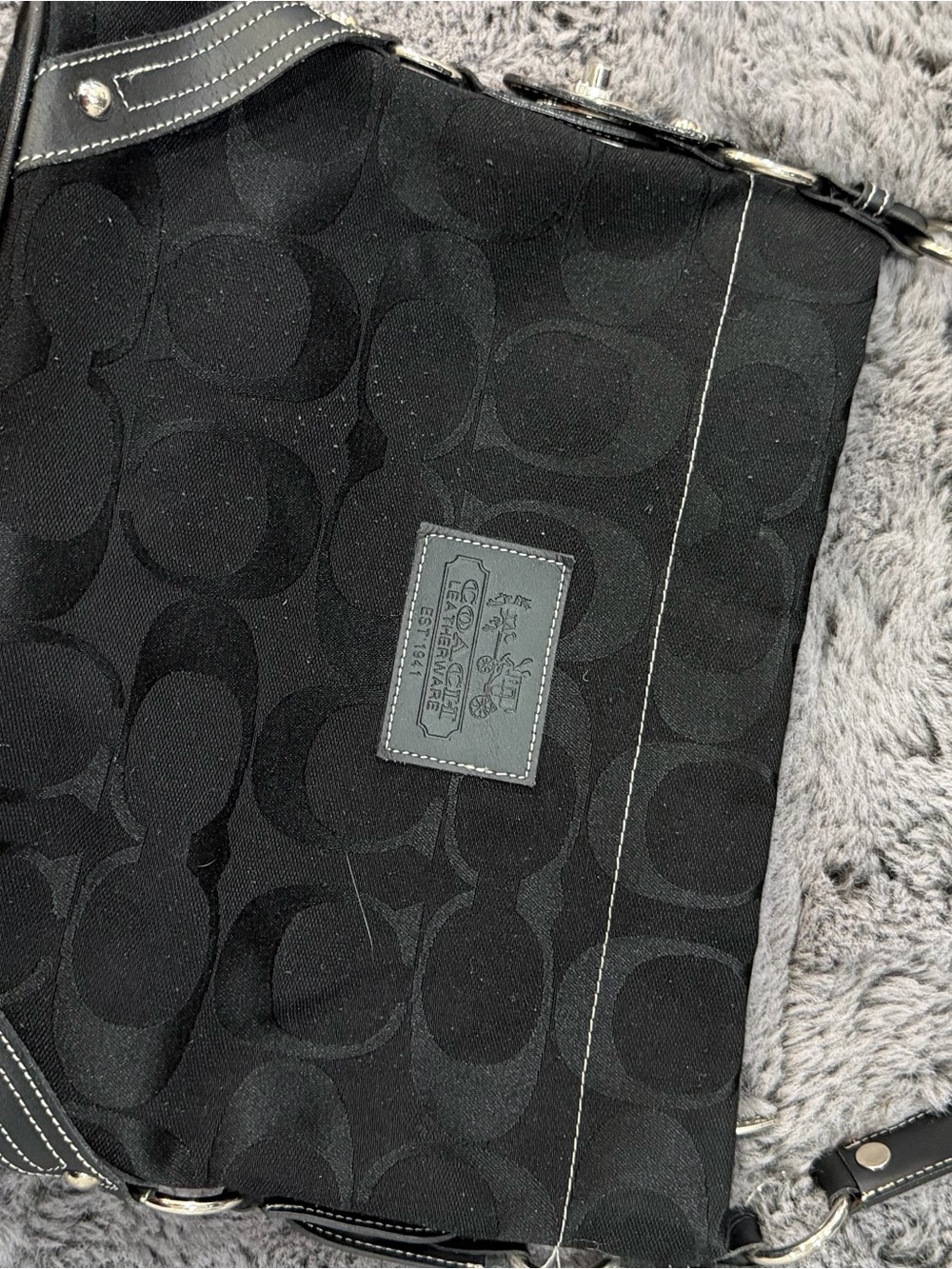 Coach Black Jacquard Logo Crossbody with Leather Patch